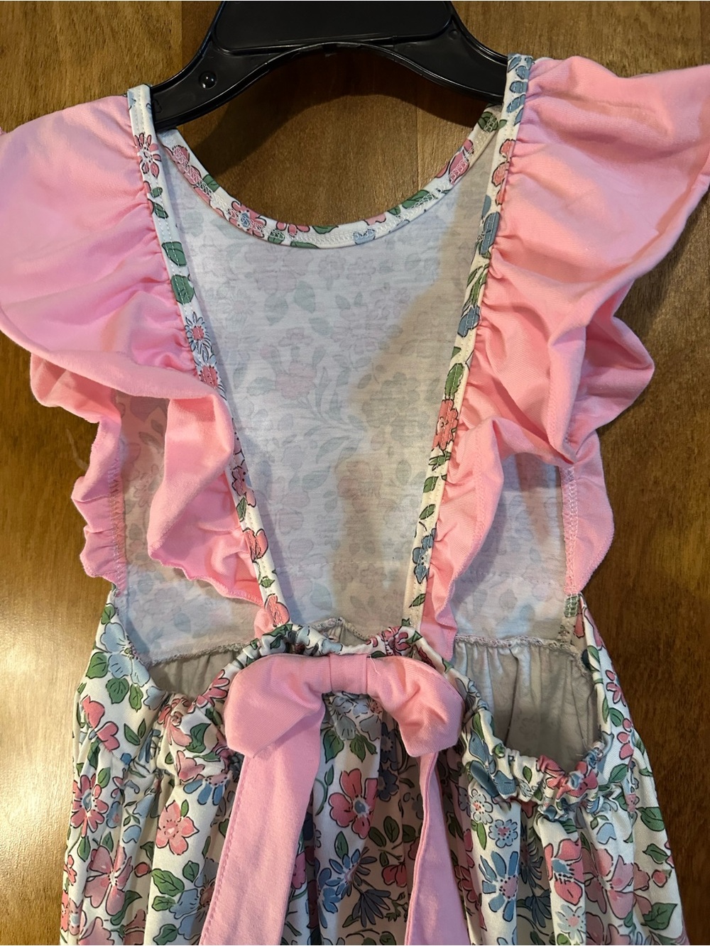 Floral Pink Flutter-Sleeve Dress for Girls - Picture 3 of 4